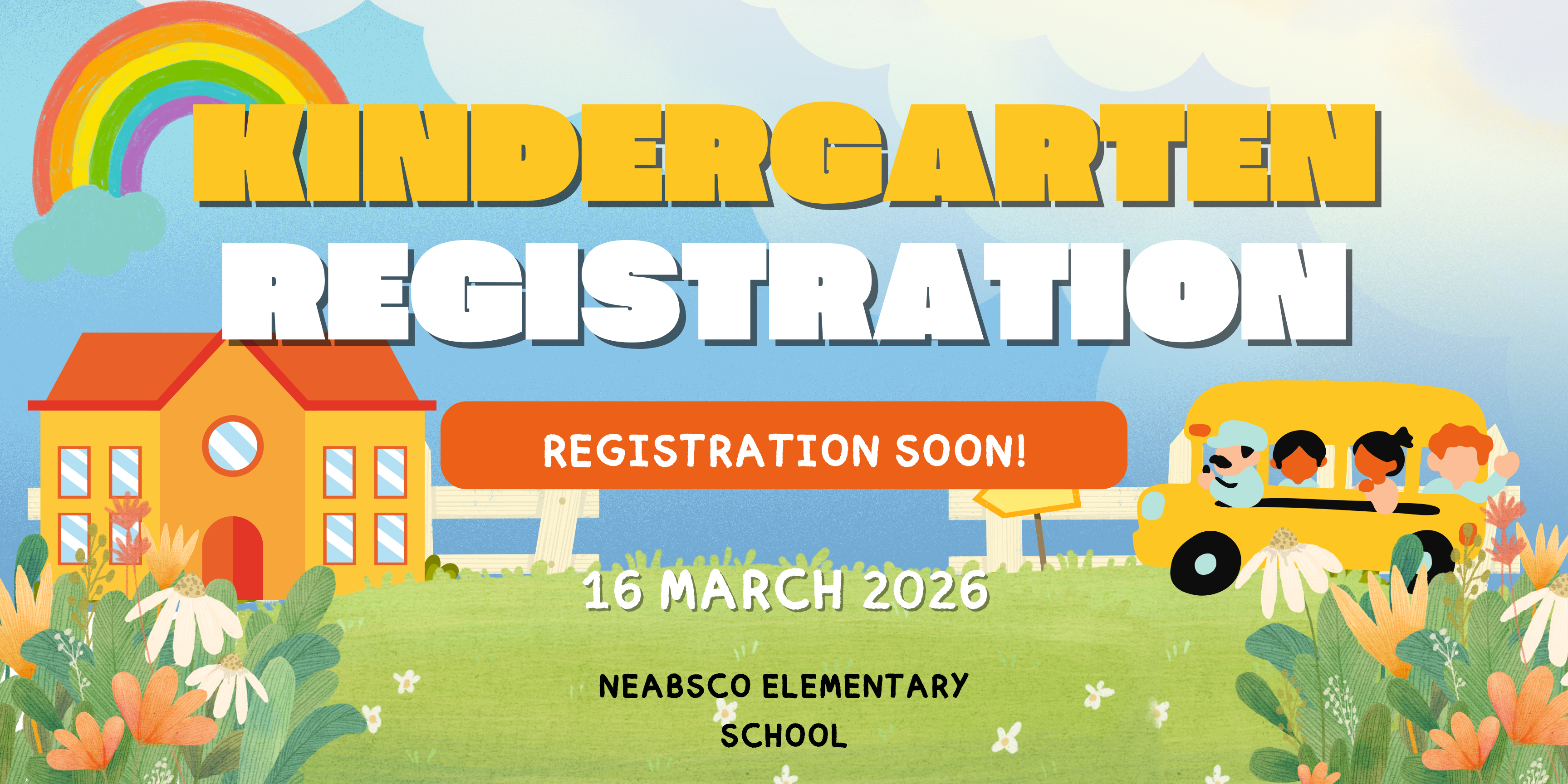 kindergarten registration details school house flowers and grass