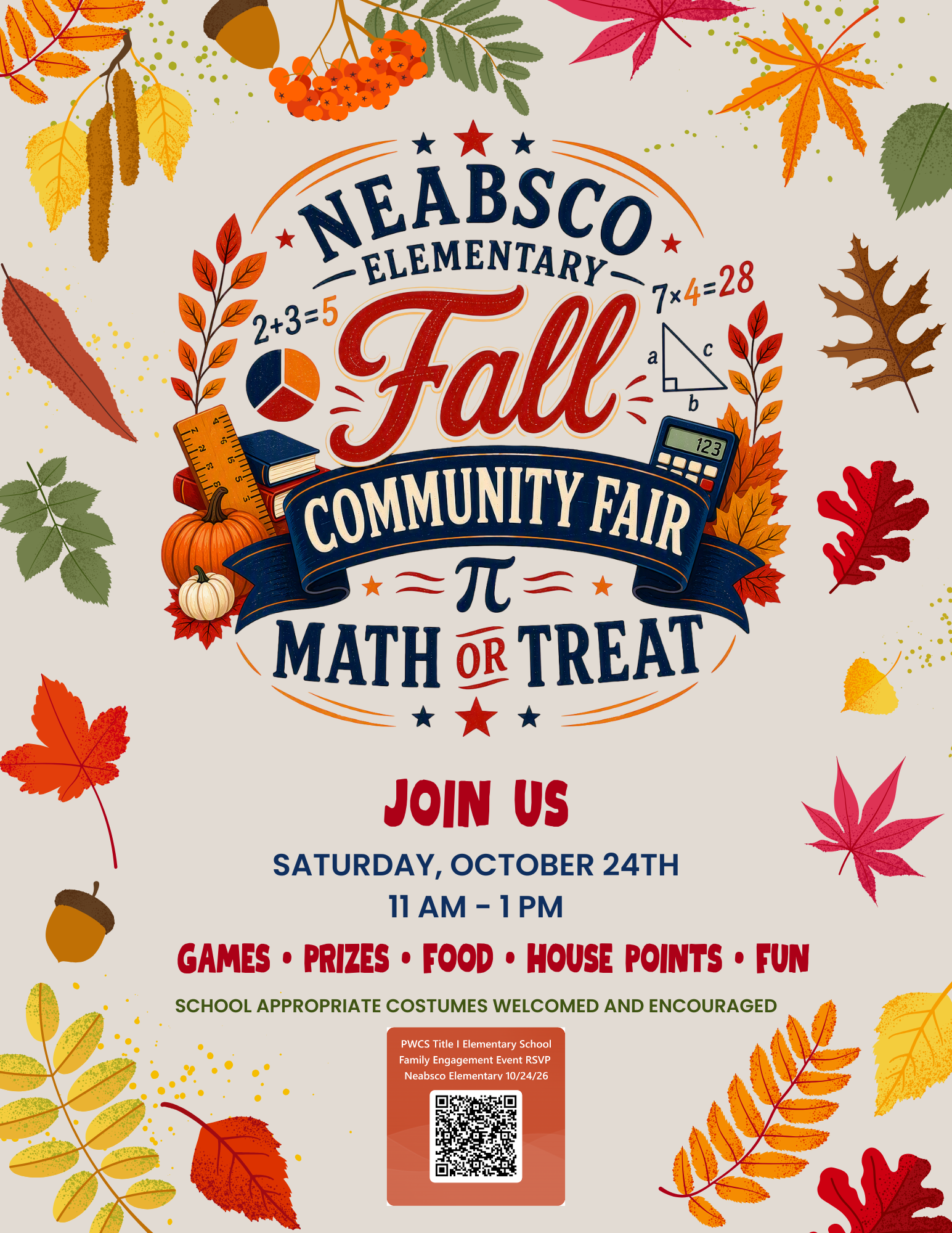 Fall title 1 community fair and math or treat event details leaves